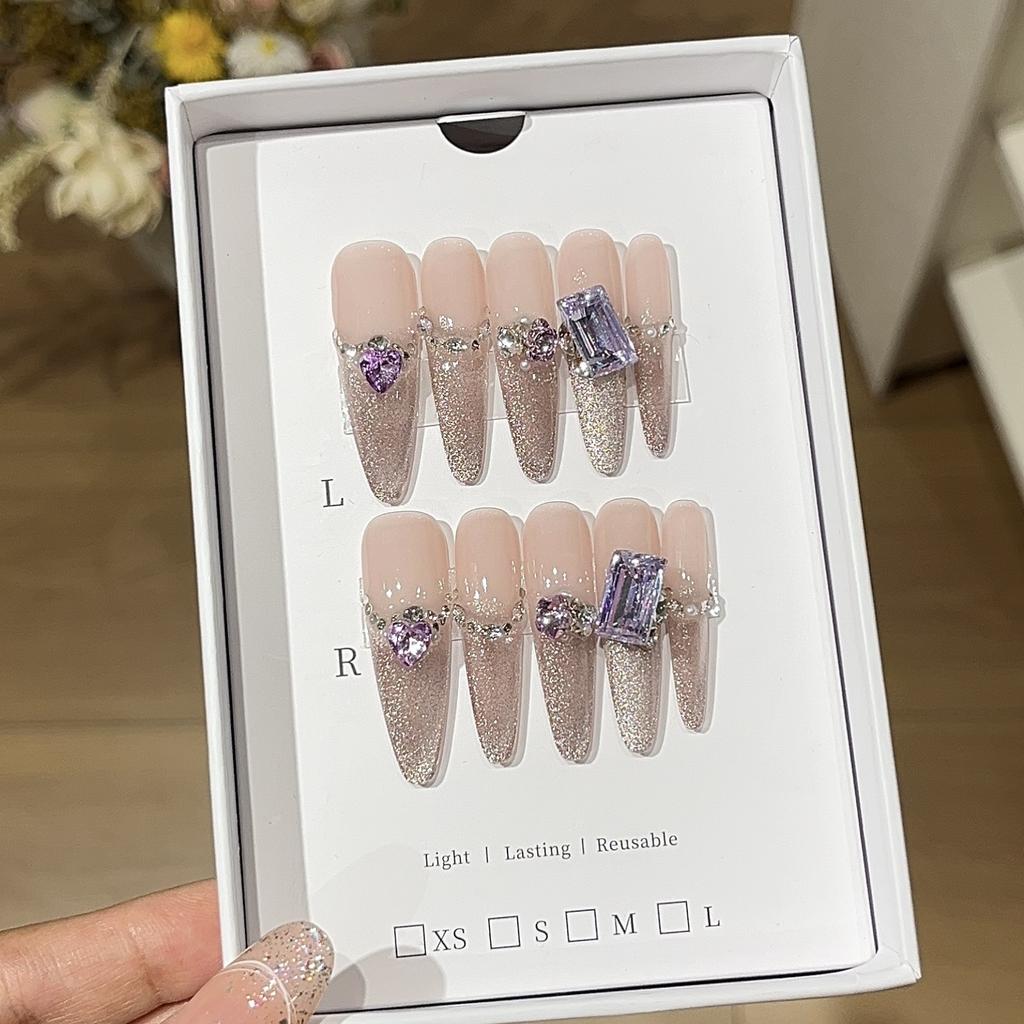 Water Lily Gentle Purple Atmosphere and Gentle Glutinous Ice Purple Cat Eyes French Pile Drill Wear Armor