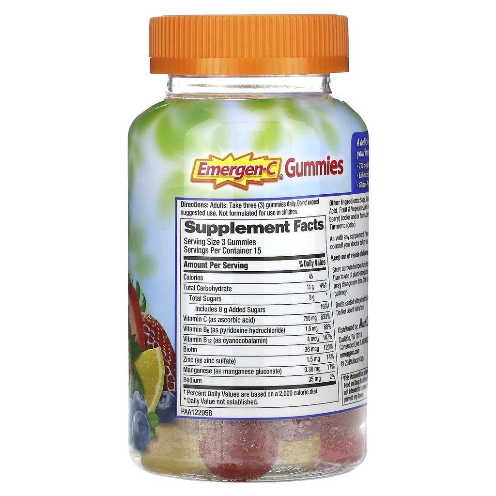 Emergen-C, Immune Boosting Gummies, Strawberry, Lemon & Blueberry, 45 Gummies