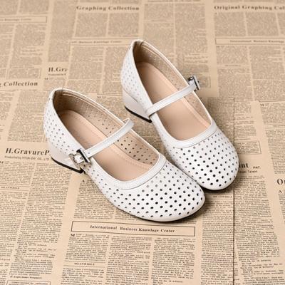 Весенняя мода ретро слово с туфлями Мэри Джейн дышащие полые плетеные высокий каблук после тонкий каблук остроносые одинарные туфли