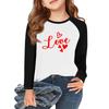 Футболки с длинным рукавом для девочек Love ко Дню святого Валентина, детские осенние топы с круглым вырезом, базовые футболки для детей 5-14 лет