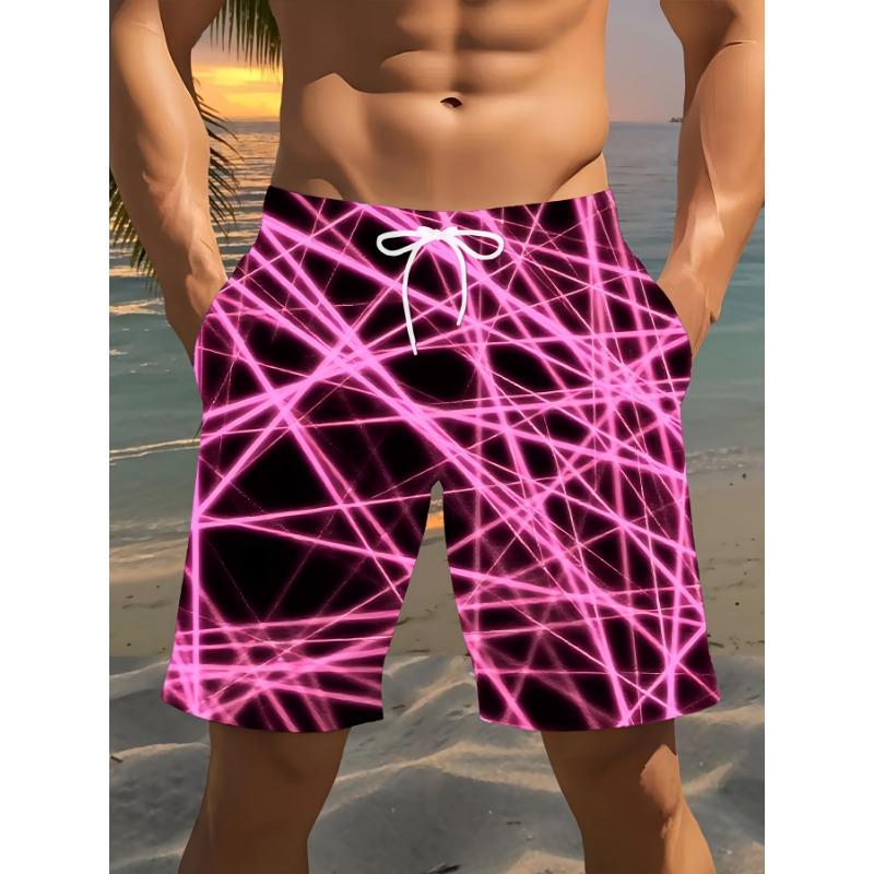Printed beach shorts, line pattern 3D printing