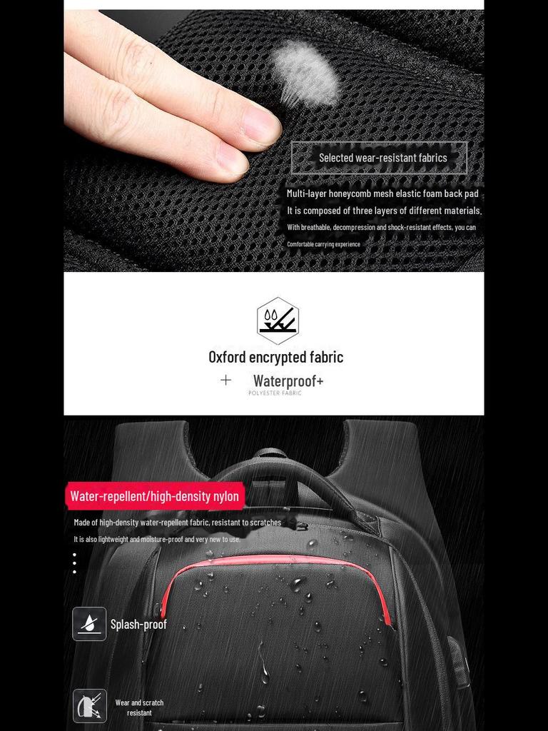 Водонепроницаемый мужской рюкзак Ouge большой вместимости для путешествий и бизнеса