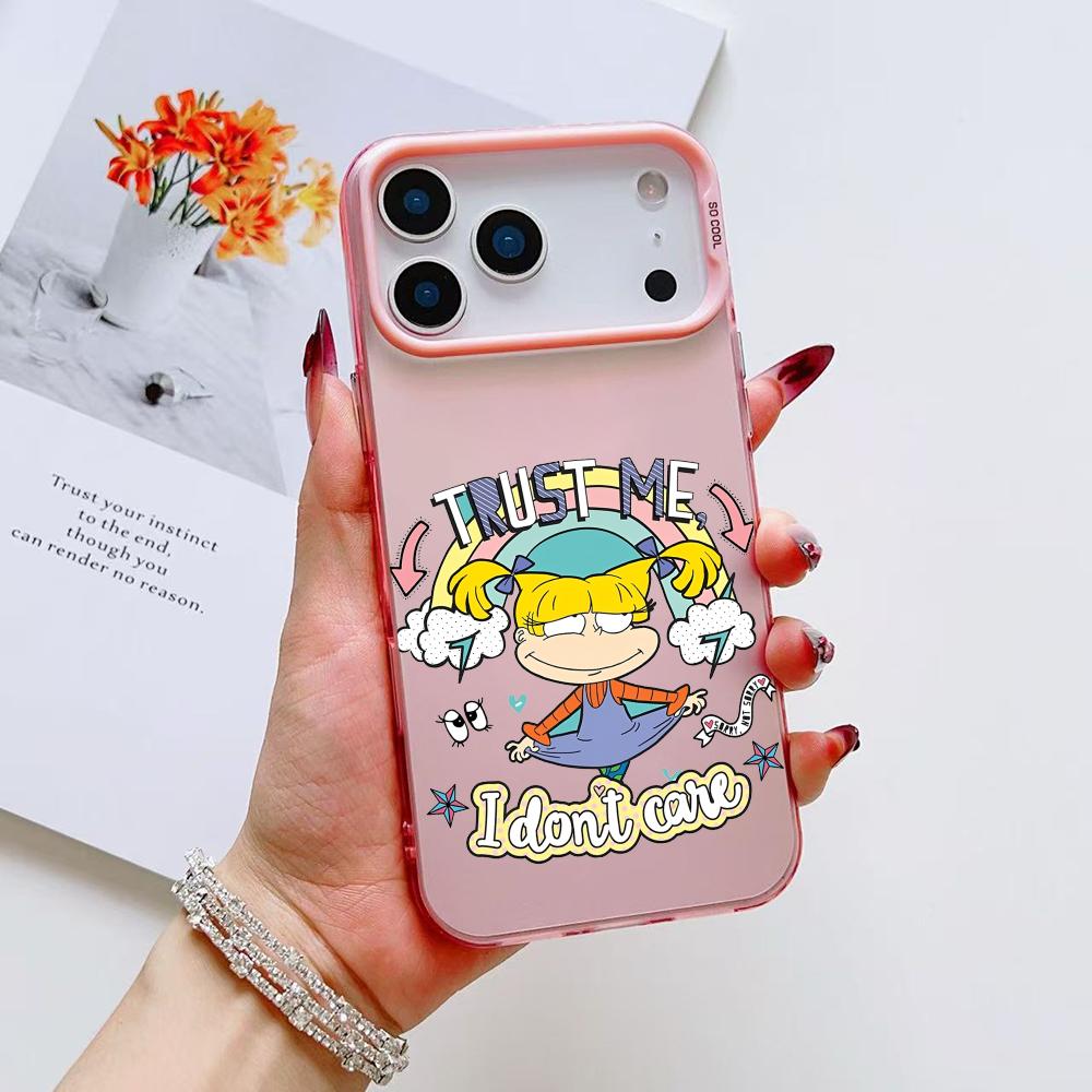Смешной R-Rugrats Анжелика Чехол для телефона для iPhone 17 16 15 14 13 12 11 Pro Max Air Матовый Лазерный Аврора Ударопрочный Funda