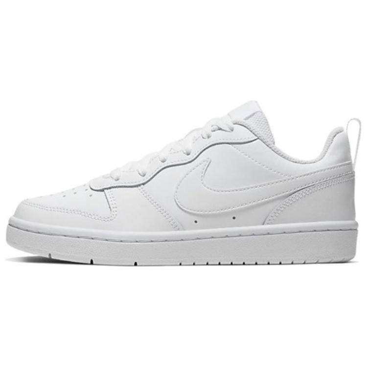 Nike Court Borough 2 Abrasion Resistant Lightweight Slip Resistant Low top Skateboard Shoes Women's White Blue BQ5448-100(Team18-)