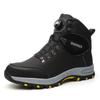 Men's High Top Steel Toe Work Boots Puncture Proof Anti-skid Safety Boots With Rotary Button Durable Rubber Sole Industrial Shoe