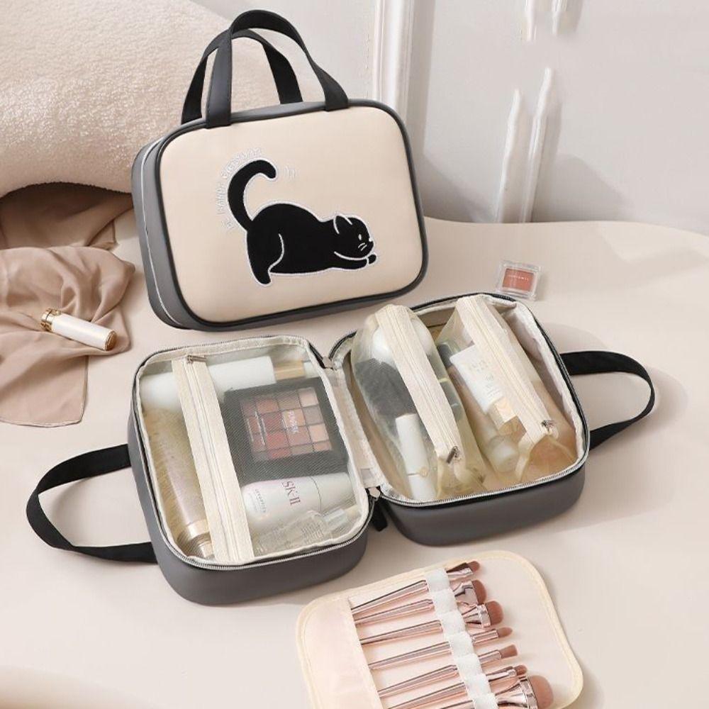 Korean Style Makeup Pouch Bag Toiletries Organizer Travel Wash Bag Cute Cat Cosmetic Bag Shopping