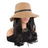 Wide Brim Fisherman Hat with Built-in Wig Sun Protection Long Wavy Curly Hair  Vacation Accessory