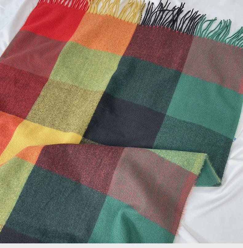 Women's Autumn/Winter 2022 Warm Imitation Cashmere Plaid Scarf Shawl - Korean Style