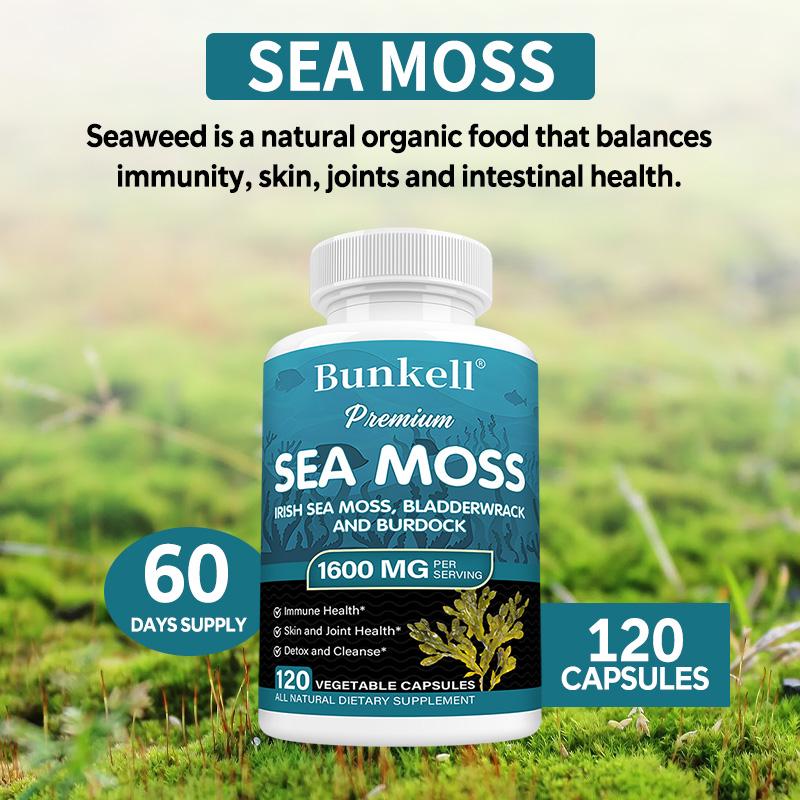 Sea Moss Dietary Supplement, With Organic Bladderwrack Powder, 120 Capsules Per Bottle