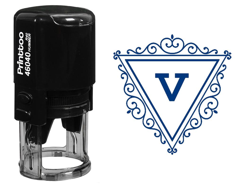Printtoo Office Stationary Triangle Swirl Border V Alphabet Monogram Initial R-40 Self Inking Rubber