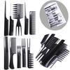 10Pcs Black Pro Salon Hair Styling Hairdressing Plastic Barbers Brush Combs Set