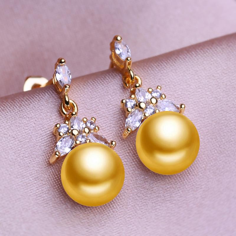 seniko Natural Freshwater Pearl Earrings Geometry Design Fashion Cubic Zirconia Leaf Earrings For Women Girl Gift