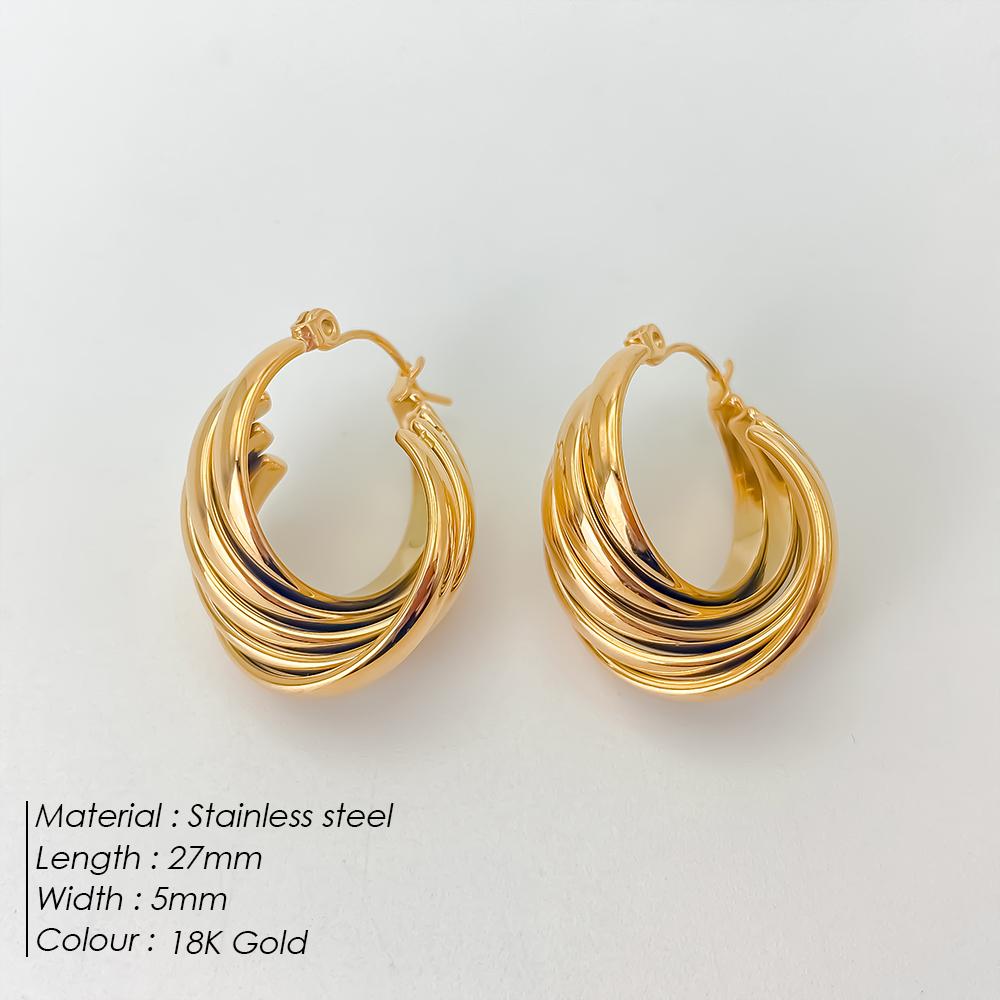 EManco ACC Style Minimalist Hoop Earrings with Mobius Loop Design and 18K Gold Plated Finishing