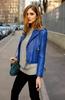 Stylish Women's Blue Leather Jacket Real Lambskin Handmade Motor Biker Casual