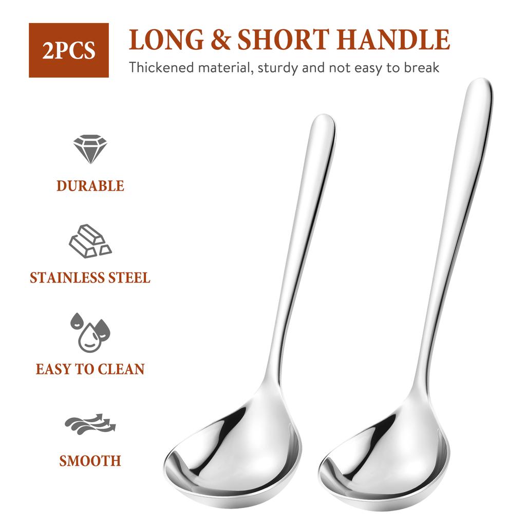 2 Pcs Korean Spoons Salad Stainless Steel Ladle Kitchen Scoops No-rust Soup Cooking Kitchenware