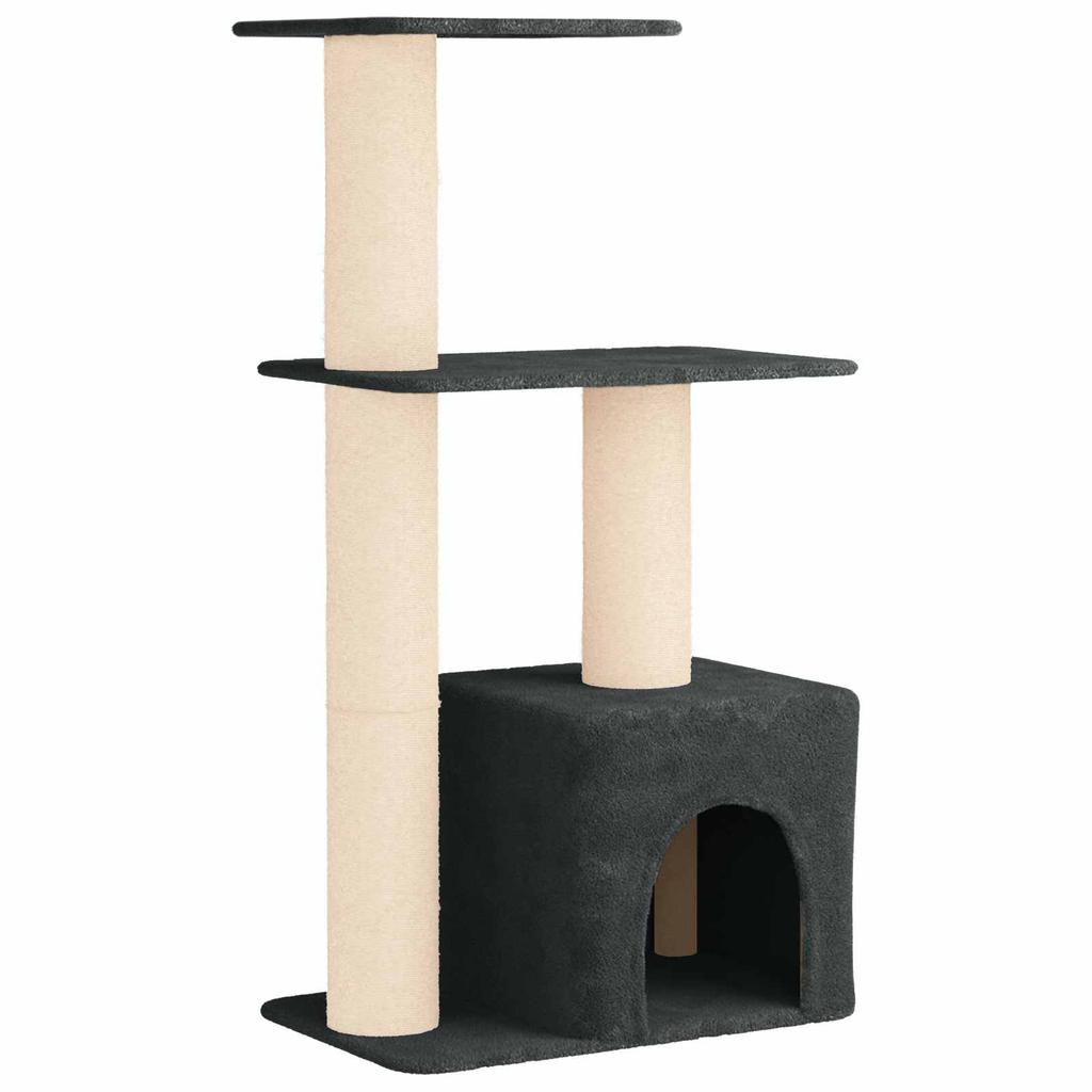 Cat Tree with Sisal Scratching Posts Dark Grey 133 cm