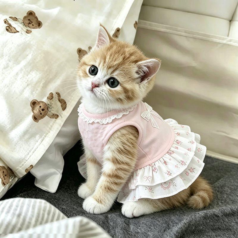 Spring and summer pet clothes, breathable and cool vest, dog and cat dress, Teddy Bichon Pomeranian dog clothes