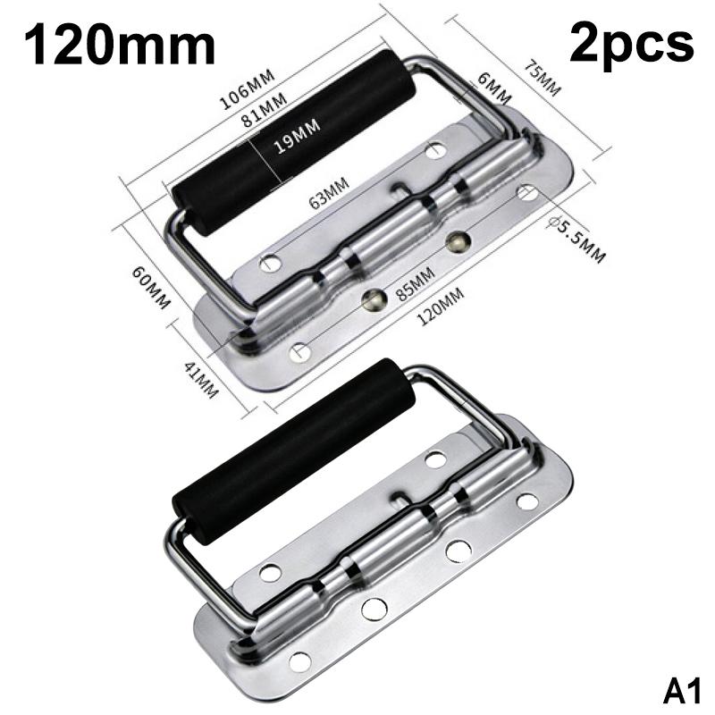 Metal Speaker Box Handle Easy Mount Black Spring Rubber Grip 4Pcs for Heavy Transport Flight Cases