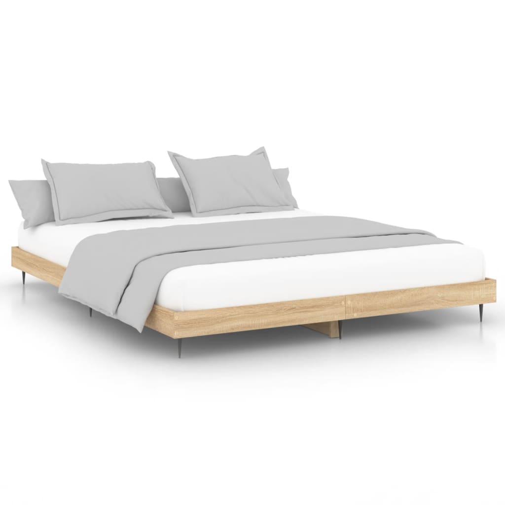 Bed Frame without Mattress Sonoma Oak Finish 120 x 200 cm Engineered Wood