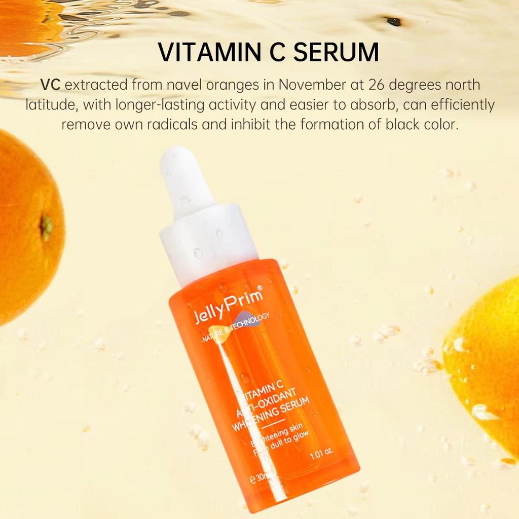 JellyPrim Vitamin C Serum Set for Face Eye Cream Eye Bag Dark Circle Vitamin Face Cream Whitening Toner Skin Care Kit Anit-Aging