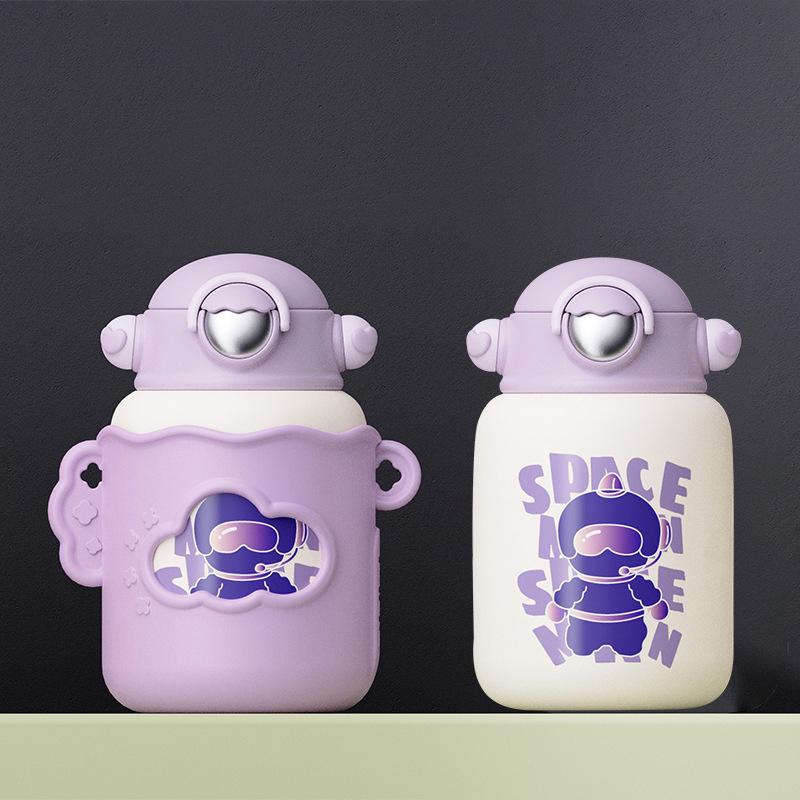 Обновленная детская термокружка с мультяшным рисунком «Галактика», 550 мл, со встроенной трубочкой, студенческий термос, 304 Нержавеющая сталь