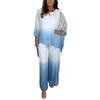 Summer Chiffon Gradient 2 Piece Set for Women Plus Size Crew Neck