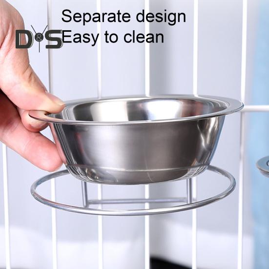 2Pcs Kennel Dog Bowls Stainless Steel Dog Crate Water Bowl Dog Feeder Food Holder Puppy Cage Hanging Feeding Bowls Secure Kennel Accessories