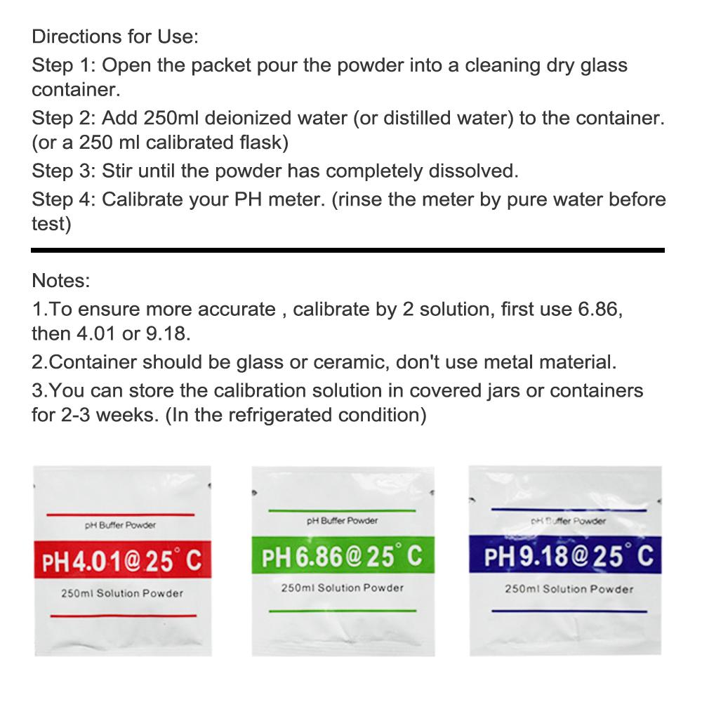 PH Meter Calibration Point 3 Type PH Buffer Powder Set Measure Calibration Solution Powder For PH Test Meter