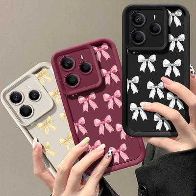 Для Xiaomi 14T 13T Pro Poco X7 F6 Pro X6 Redmi Note 14 13 Pro 12 11 чехол с бантом и принтом мягкий силиконовый защитный чехол для линз противоударный матовый чехол для телефона из ТПУ