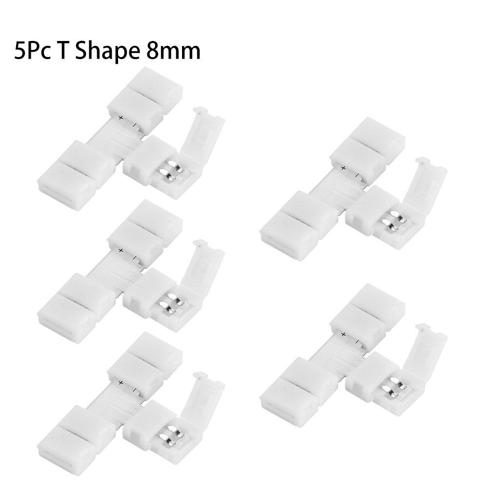 1/5/10Pcs New Clip-on Coupler Solderless 2Pin PCB LED Strip Connector 8mm 10mm