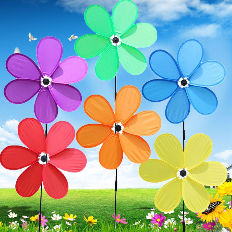 6 шт. Однослойная шестилепестковая ветряная мельница, ветряной спиннер, украшение для сада и двора, детские игрушки