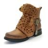 Womens Studded Goth Ankle Boots Timeless Chelsea Hollow Punk Buckle Martin Shoes