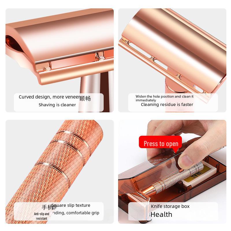 Двусторонняя ручная бритва розового золота