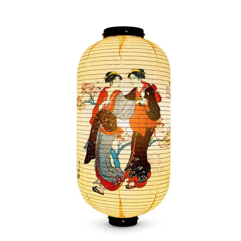 Japanese Style Geisha Pattern Lantern Waterproof Cloth Ukiyo-e Cuisine Restaurant Izakaya Decor Lantern Festival Party Decor