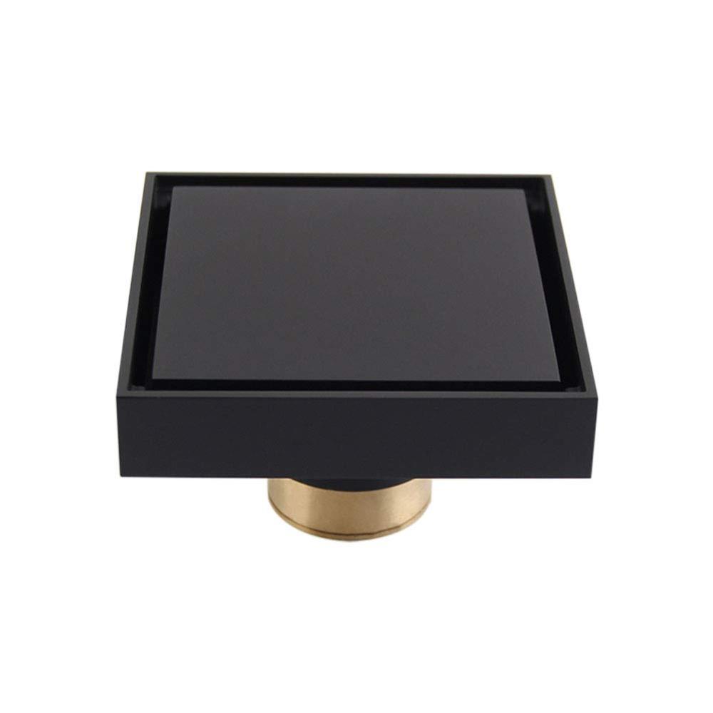 Stainless Steel 304 Removable Cover Linear Shower Floor Drain - 4 Inch Anti Odor Bathroom Drainage with Matte Black Finish