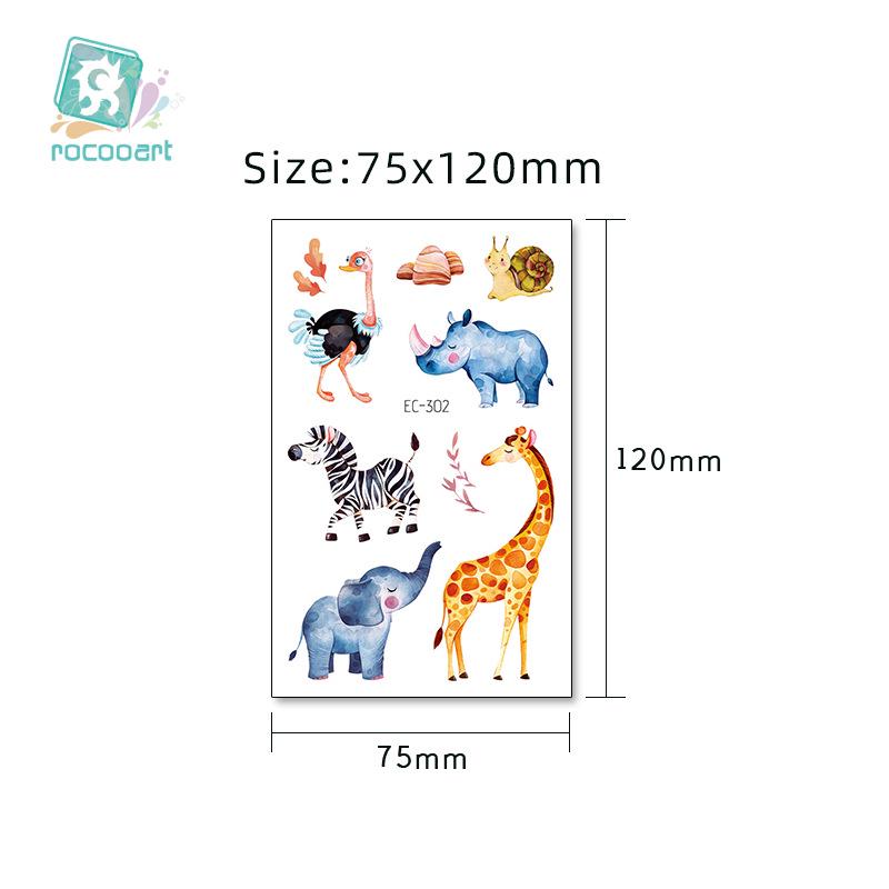 New Waterproof Kids Cartoon Tattoo Stickers - Elephant & Alpaca Designs