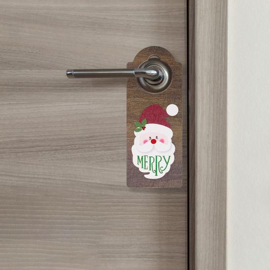 Рождественская деревянная дверная ручка, чулок, декор, украшение, Санта-Клаус, снеговик, праздничная дверная ручка, вешалка, подвеска для вечеринки