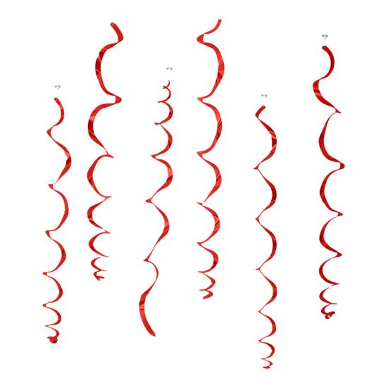 6 Pcs Colorful Ceiling Swirl Foil Decorations Plastic Hanging Spiral Streamers for Wedding Birthday Graduation New Year Party Decoration