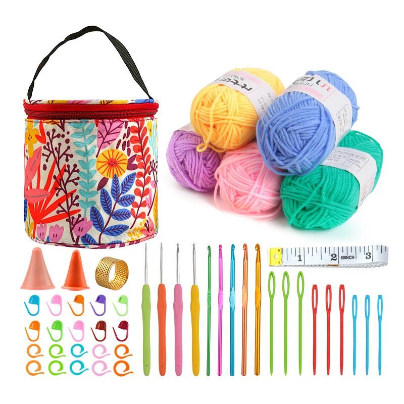 Crochet Kniting Bag Handmade DIY Set Doll Material Yarn Ball Weaving Craft