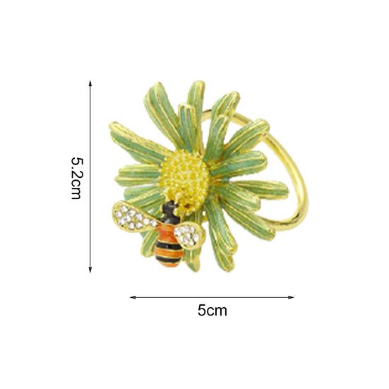 4 шт. Кольца для салфеток Очаровательные Антикоррозийные Сплав Весенний Цветок Пчела Расписанная Пряжка для Салфеток для Вечеринки