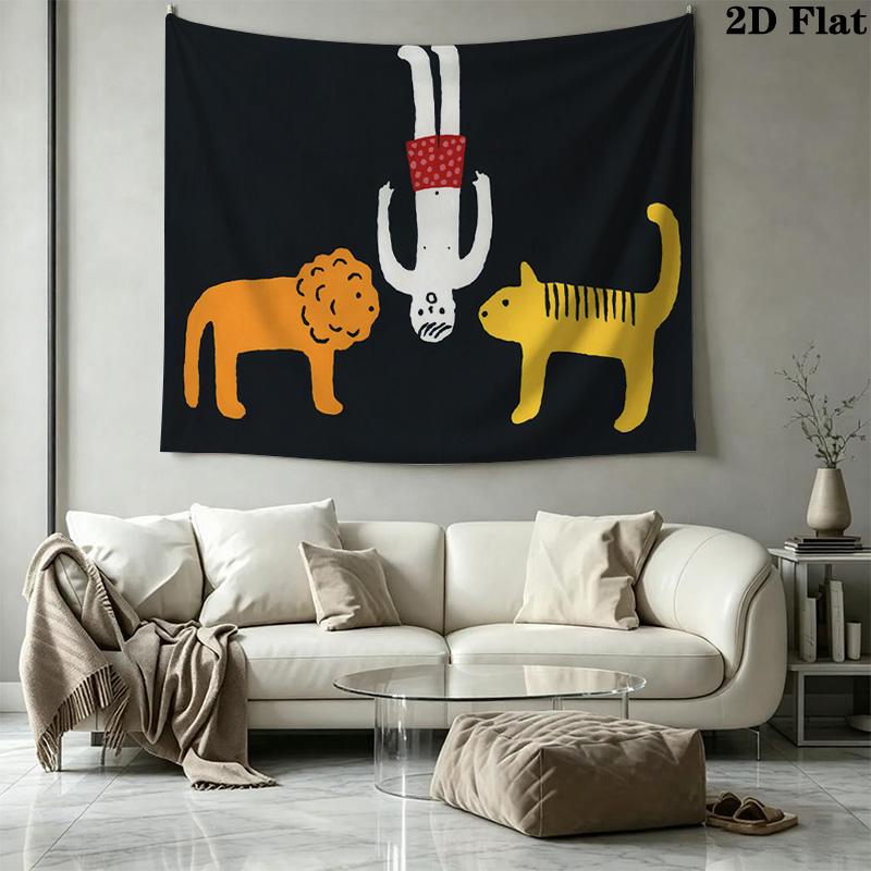 Cats Lions and Humans Pattern Home Decor Tapestry, Wall Hanging, Decorative RV Wall Cloth.MGT0918338