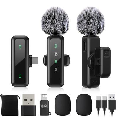 Новый беспроводной микрофон Pin BILIWAL Pin, совместимый с iPhone, iPad, Android, мгновенное подключение, синхронизация звука и изображения, оснащенный 5-кратным светодиодным индикатором