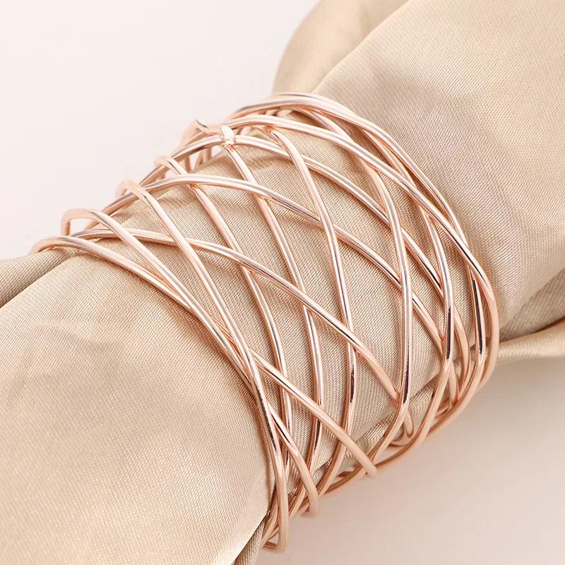 New Creative Mental Napkin Rings Art Circle Hollow Gold Round Western Handcrafted Home Weddings Table Decoration Napkin Rings
