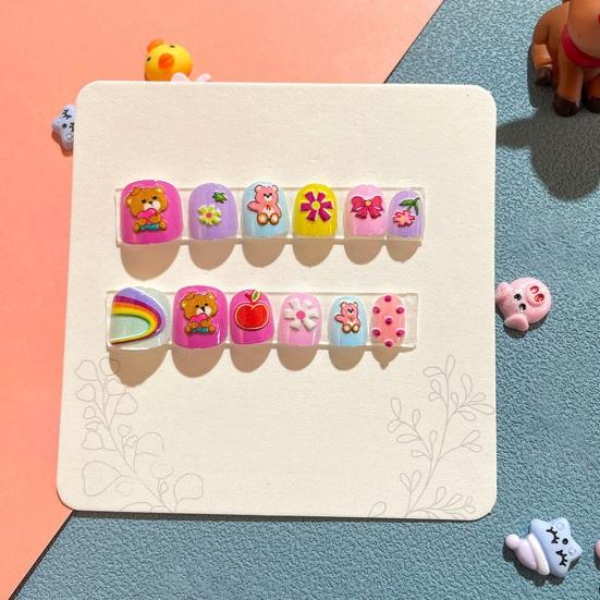 Yousheng 12 шт. детские мультяшные накладные ногти милый рождественский тематический узор с тиснением на ногтях самоклеящиеся накладные ногти DIY художественное украшение