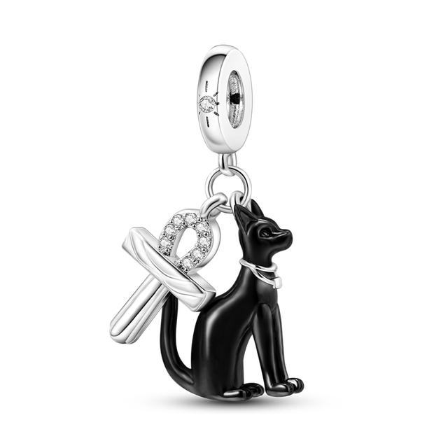 Серия животных, висячие серебряные 925 пробы, кролик, бордер-колли, попугай, шнауцер, подвески из бисера, подходят для женского милого браслета, ювелирные изделия