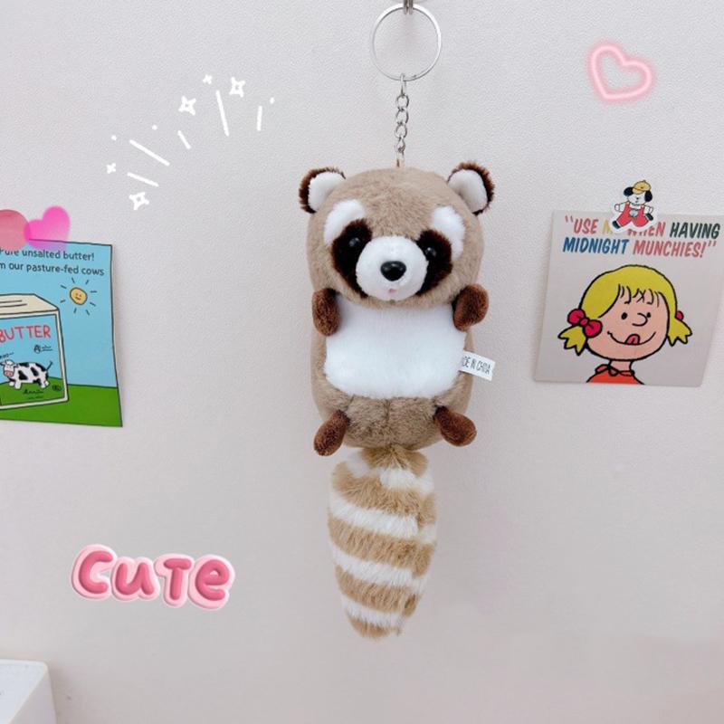 Мультяшный плюшевый енот брелок подвеска милый кавайный длиннохвостый плюшевый кукла брелок рюкзак украшения аксессуары подарки