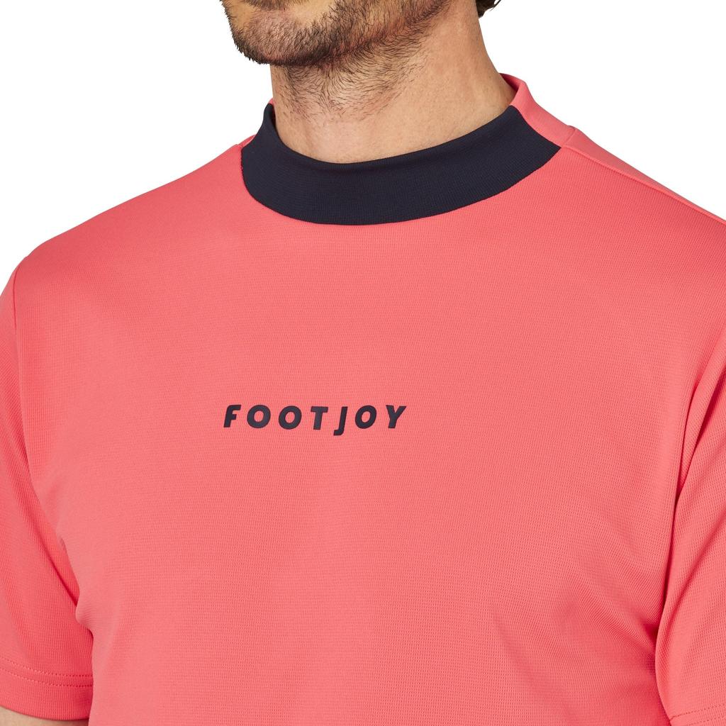 FootJoy Men's Hibiscus Two-Tone Short Sleeve Mock Neck Golf Shirt, Size M (FJ-S25-S03, 34662-M)