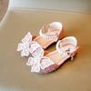 SandaliaSuper Beauty Girl Shoe2024Summer New Bow Princess Shoes Fashion Sandals Soft Sole Dance Shoes Banquet Shoes Casual Kid Shoes