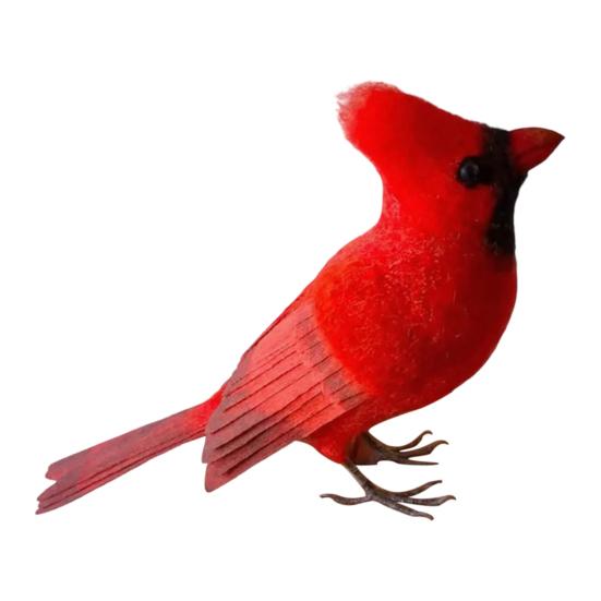 Felt Bird Sculpture Handmade Wool Songbirds Figure Realistic Wildlife-Inspired Design Soft Layered Feathers Decorative Figurine