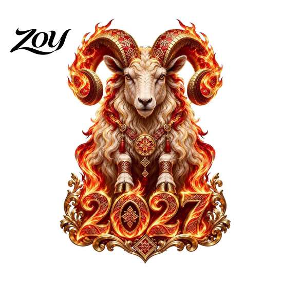 Holiday Atmosphere Decorations 2027 Russian New Year Flame Goat Static Glass Sticker, PVC Zodiac Sheep Window Cling for Home and Transparent